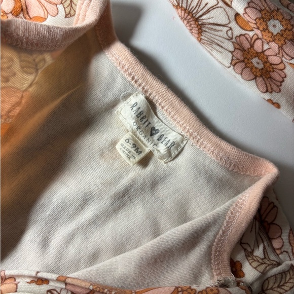 Floral Infant One Piece in Orange and Pink with Matching Hat - Picture 5 of 8